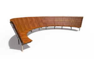 mobilier stradal, sezuturi, pret per 1 metru, lungimea masurata pe partea mai lunga, modular, spatar din lemn, curbat, scaune din lemn, spatar inalt