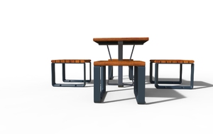 mobilier stradal, altele, sezuturi, aluminium, set picnic, varsovia, accesibil pentru persoane cu handicap, obrotowa szachownica, odlew aluminiowy, spatar din lemn, scaune din lemn, masa, sah