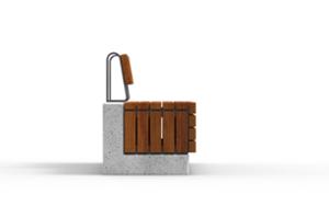 mobilier stradal, banca, sezuturi, beton, beton finisat, spatar din lemn, scaune din lemn