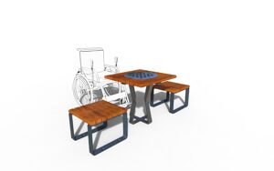 mobilier stradal, altele, sezuturi, aluminium, set picnic, varsovia, accesibil pentru persoane cu handicap, obrotowa szachownica, odlew aluminiowy, spatar din lemn, scaune din lemn, masa, sah