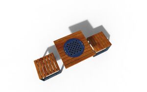 mobilier stradal, altele, sezuturi, aluminium, set picnic, varsovia, accesibil pentru persoane cu handicap, obrotowa szachownica, odlew aluminiowy, spatar din lemn, scaune din lemn, masa, sah