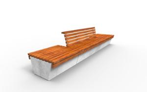 mobilier stradal, banca, sezuturi, beton, beton finisat, fata-dubla, modular, spatar din lemn, scaune din lemn