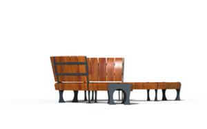 mobilier stradal, pret per 1 metru, lungimea masurata pe partea mai lunga, sezuturi, modular, curbat, scaune din lemn, spatar inalt