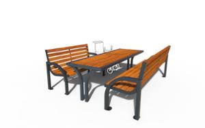 mobilier stradal, sezuturi, set picnic, accesibil pentru persoane cu handicap, spatar din lemn, scaune din lemn