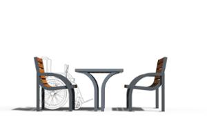 mobilier stradal, sezuturi, set picnic, accesibil pentru persoane cu handicap, spatar din lemn, scaune din lemn