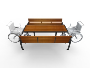 mobilier stradal, sezuturi, set picnic, accesibil pentru persoane cu handicap, spatar din lemn, scaune din lemn