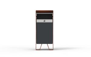 mobilier stradal, cos de gunoi, corten, acoperis / capac, diafragma laterala