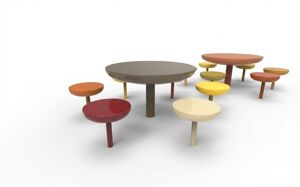 mobilier stradal, banca, pentru o singura persoana, scaune din otel