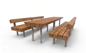 mobilier stradal, sezuturi, kłoda, set picnic, accesibil pentru persoane cu handicap, scaune din lemn