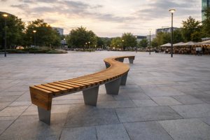 mobilier stradal, banca, pret per 1 metru, lungimea masurata pe partea mai lunga, modular, curbat, scaune din lemn