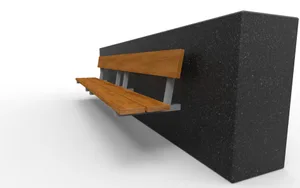 mobilier stradal, sezuturi, scaune din lemn, spatar din lemn, atasat la perete, beton, beton finisat