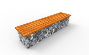 mobilier stradal, banca, scaune din lemn, partea de sus a zidului, gabion, kłoda