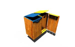 mobilier stradal, acoperis / capac, volum mare, cos de gunoi, montat pe stalp, segregarea preliminara, diafragma laterala
