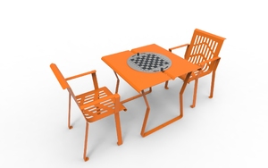 mobilier stradal, sezuturi, scaun, pentru o singura persoana, set picnic, obrotowa szachownica, spatar din otel, scaune din otel, masa, sah