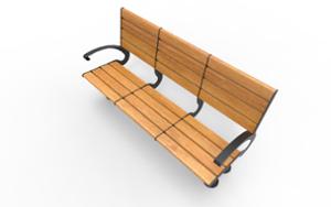 gatumöbler, bänk, modulär, ryggstöd av trä, armstöd, sittplatser av trä