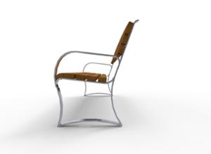 gatumöbler, bänk, ryggstöd av trä, armstöd, sittplatser av trä, retro