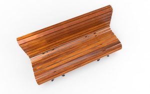 gatumöbler, bänk, ryggstöd av trä, sittplatser av trä, retro