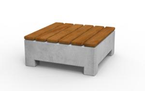 gatumöbler, bänk, betong, slät betong, dubbelsidig, mobil (pallet jack compatible) (palltruckskompatibel), sittplatser av trä