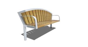 gatumöbler, bänk, ryggstöd av trä, armstöd, sittplatser av trä, retro