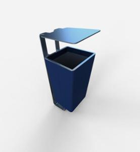 gatumöbler, papperskorg, skärmtak, logo, pollarmonterad, säkerhetsaskkopp