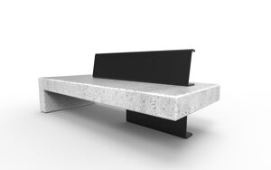 gatumöbler, bänk, bänk, betong, slät betong, ryggstöd i stål, betongbänk