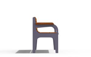 gatumöbler, bänk, ryggstöd av trä, armstöd, sittplatser av trä, retro