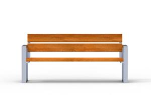 gatumöbler, bänk, ryggstöd av trä, armstöd, sittplatser av trä