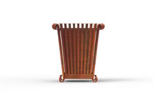 gatumöbler, papperskorg, corten, stål