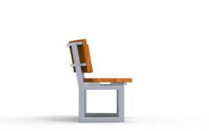 gatumöbler, bänk, ryggstöd av trä, böjd, sittplatser av trä