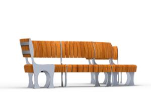 gatumöbler, pris per meter, längden mätt på den längre sidan, bänk, modulär, böjd, sittplatser av trä