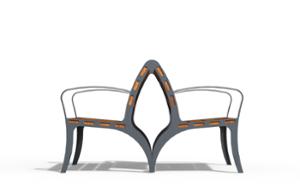 gatumöbler, bänk, dubbelsidig, armstöd, sittplatser av trä, retro