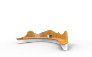 gatumöbler, bänk, pris per meter, längden mätt på den längre sidan, ryggstöd av trä, böjd, sittplatser av trä, högt ryggstöd