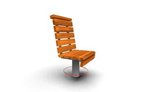 gatumöbler, bänk, chair, för en person, vridbar, ryggstöd av trä, sittplatser av trä, högt ryggstöd