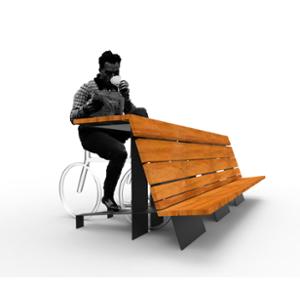 gatumöbler, bänk, bänk, cykelställ, enkel installation, för hjul, ryggstöd av trä, sittplatser av trä, bord för cyklister, bord, flera ställ, högt ryggstöd