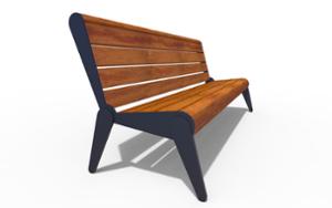 gatumöbler, bänk, ryggstöd av trä, sittplatser av trä, retro
