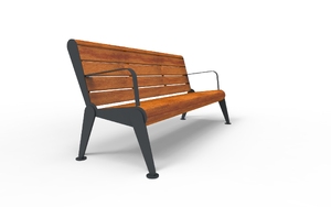 gatumöbler, bänk, ryggstöd av trä, sittplatser av trä, retro