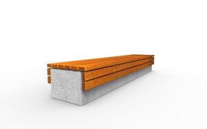 gatumöbler, bänk, betong, slät betong, dubbelsidig, överkant vägg, ryggstöd av trä, sittplatser av trä
