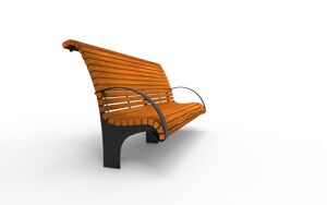 gatumöbler, bänk, ryggstöd av trä, armstöd, sittplatser av trä, retro, högt ryggstöd