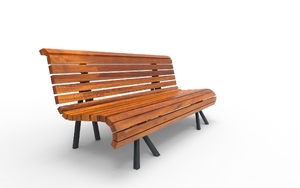 gatumöbler, bänk, sittplatser av trä, ryggstöd av trä, retro