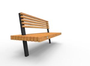gatumöbler, bänk, ryggstöd av trä, sittplatser av trä